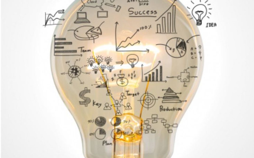 A light globe with hand-written annotations to signify how learning and development helps organisations
