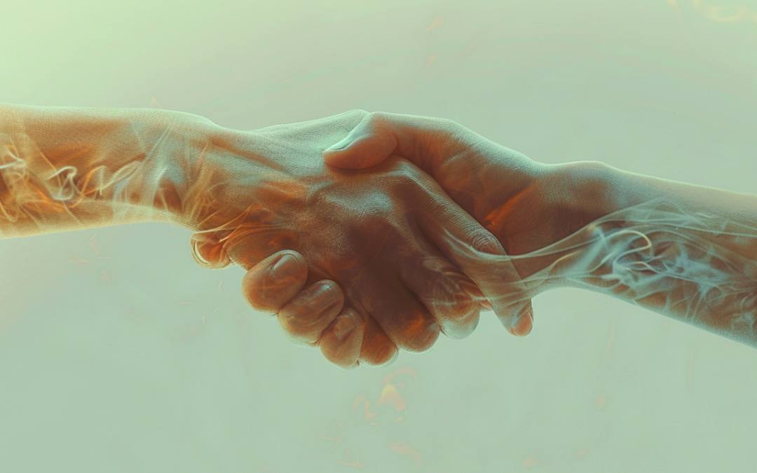 Two hands shaking each other to indicate trust