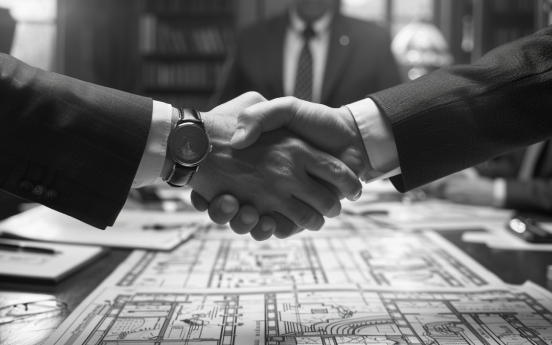 AI-generated image of businesspeople shaking hands over a successful deal