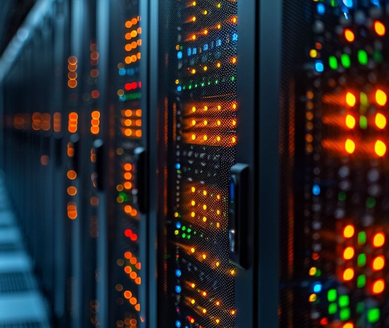 AI-generated image of a bank of servers processing data